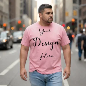Mens Black Plus-size T-shirt Mockup, Front View