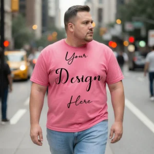 Mens Black Plus-size T-shirt Mockup, Front View