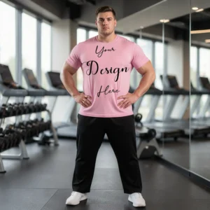 Mens Black Plus-size T-shirt Mockup, Front View