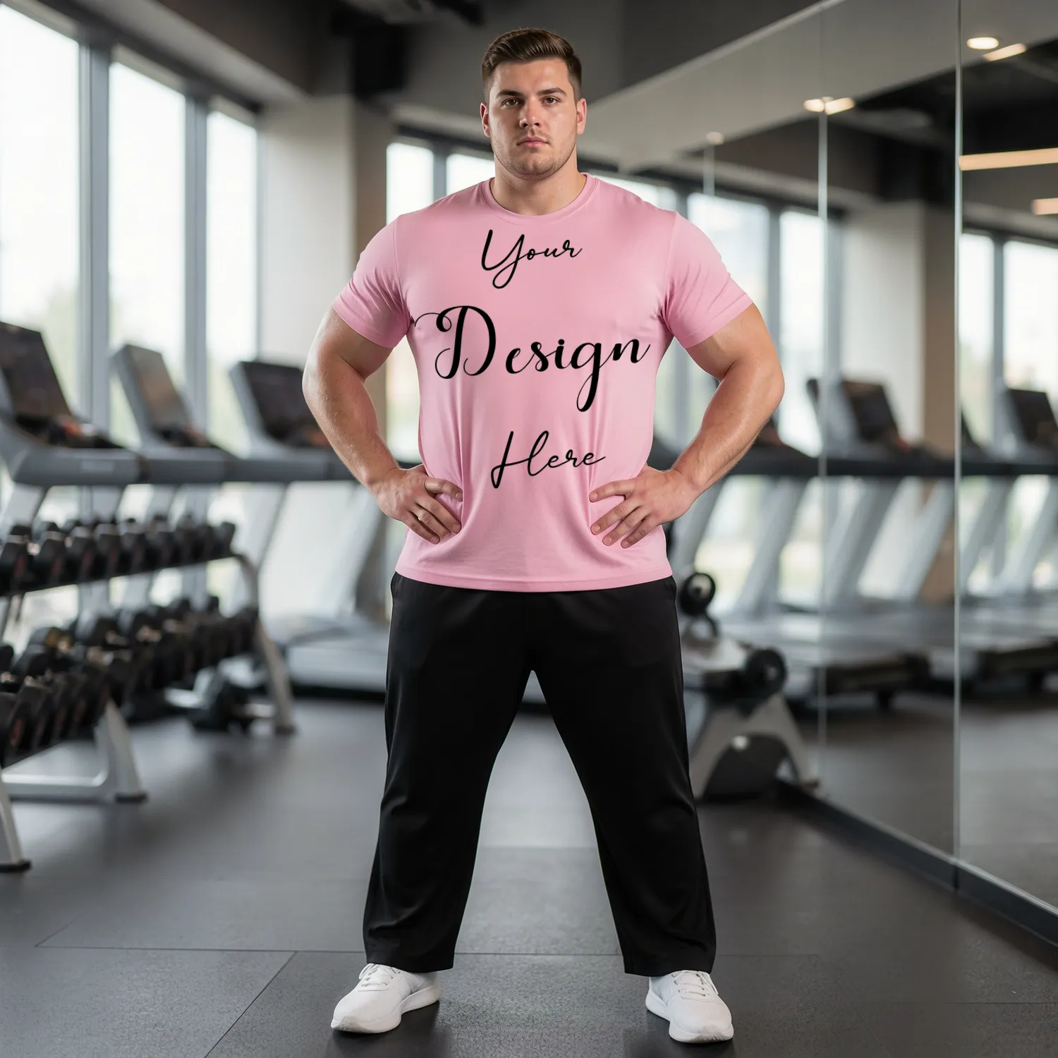 Mens Black Plus-size T-shirt Mockup, Front View