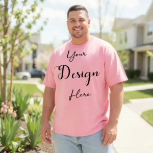 Mens Black Plus-size T-shirt Mockup, Front View