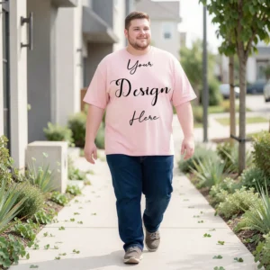 Mens Black Plus-size T-shirt Mockup, Front View