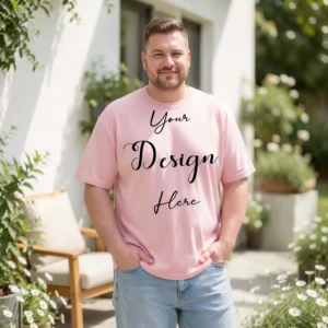 Mens Black Plus-size T-shirt Mockup, Front View