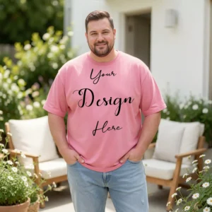 Mens Black Plus-size T-shirt Mockup, Front View