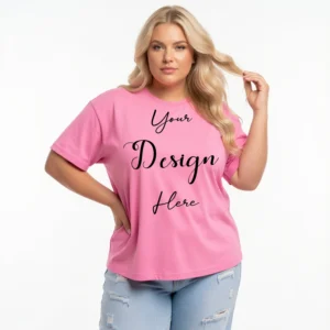 Womens Pink Plus-size T-shirt Mockup-5 Front View | For Etsy, Shopify and POD Sellers