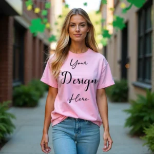 Women's Pink T-Shirt Mockup, Front View