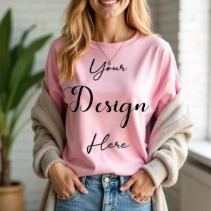 Women's Pink T-Shirt Mockup, Front View