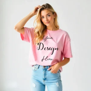 Women's Pink T-Shirt Mockup, Front View
