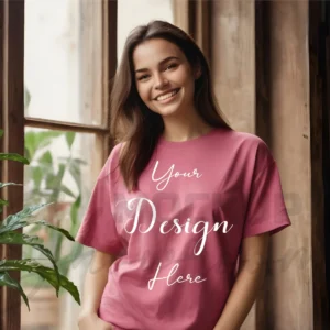Women's Pink T-Shirt Mockup, Front View