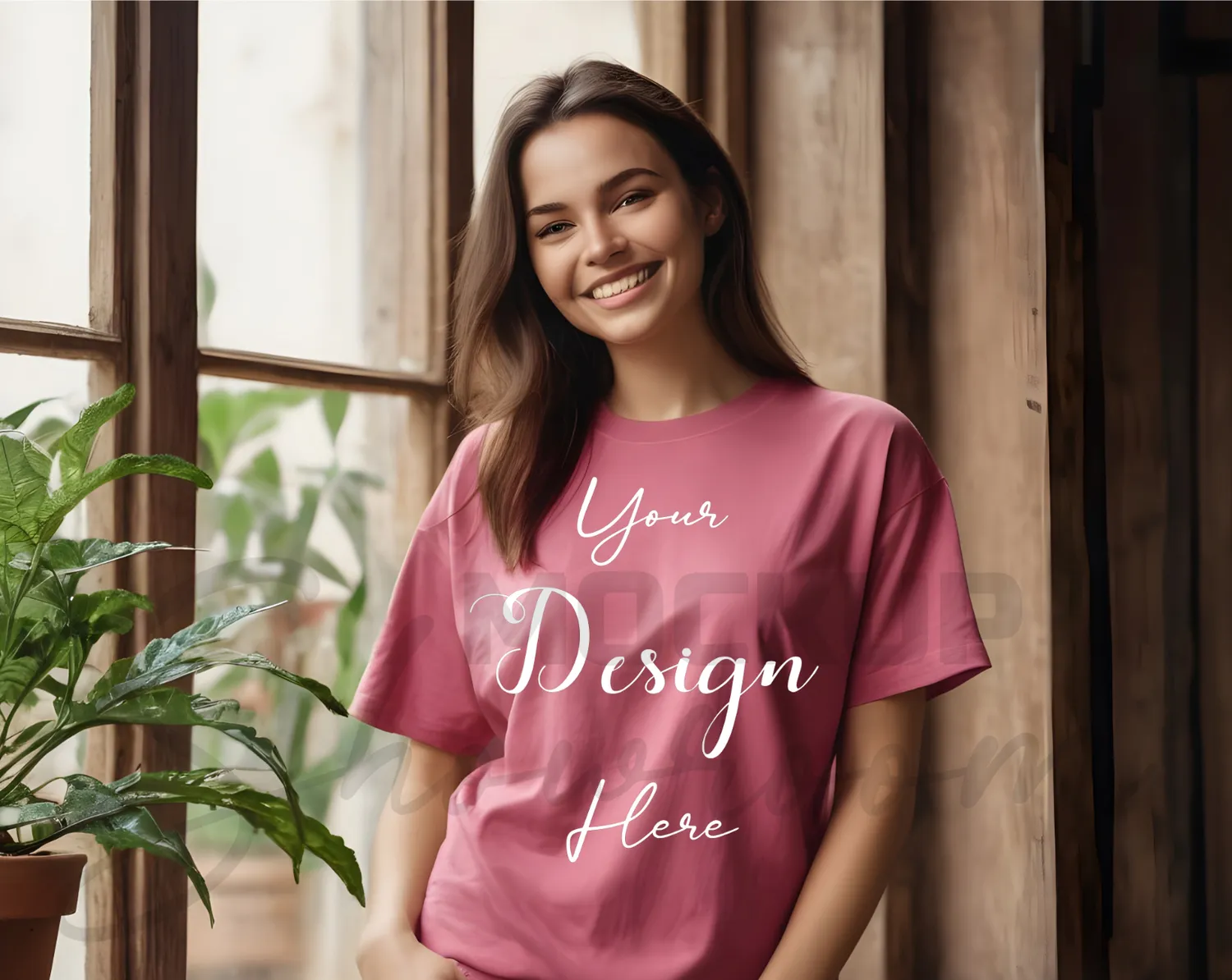 Women's Pink T-Shirt Mockup, Front View