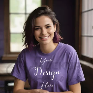 Women's Purple T-Shirt Mockup, Front View