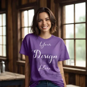 Women's Purple T-Shirt Mockup, Front View