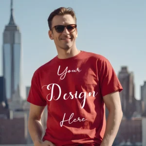 Mens Red T-Shirt Mockup, Front View