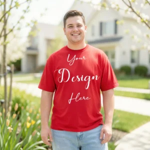 Mens Black Plus-size T-shirt Mockup, Front View