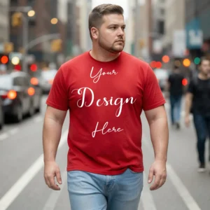 Mens Black Plus-size T-shirt Mockup, Front View