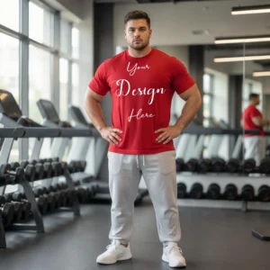 Mens Black Plus-size T-shirt Mockup, Front View