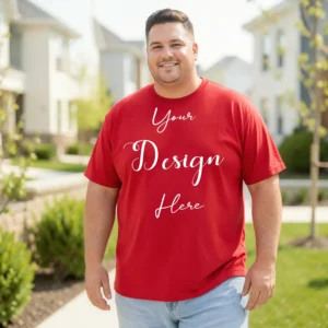 Mens Black Plus-size T-shirt Mockup, Front View