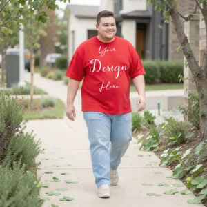 Mens Black Plus-size T-shirt Mockup, Front View