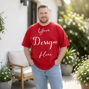 Mens Black Plus-size T-shirt Mockup, Front View