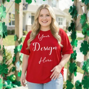 Womens Red Plus-size T-shirt Mockup-2 Front View | For Etsy, Shopify and POD Sellers