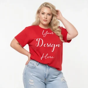 Womens Red Plus-size T-shirt Mockup-3 Front View | For Etsy, Shopify and POD Sellers