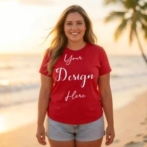 Womens Red Plus-size T-shirt Mockup-5 Front View | For Etsy, Shopify and POD Sellers