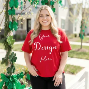 Womens Red Plus-size T-shirt Mockup-6 Front View | For Etsy, Shopify and POD Sellers