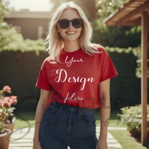 Women's Red T-Shirt Mockup, Front View