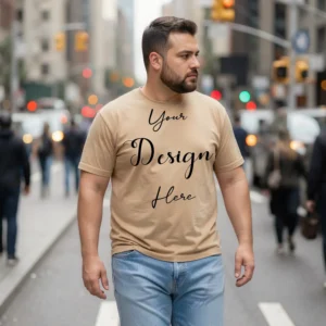 Mens Black Plus-size T-shirt Mockup, Front View