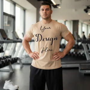 Mens Black Plus-size T-shirt Mockup, Front View