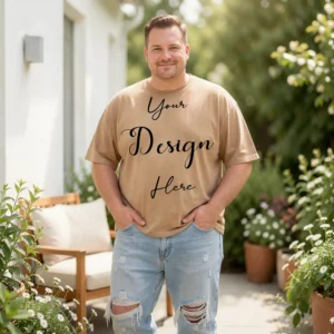 Mens Black Plus-size T-shirt Mockup, Front View