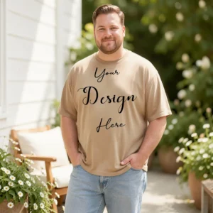 Mens Black Plus-size T-shirt Mockup, Front View