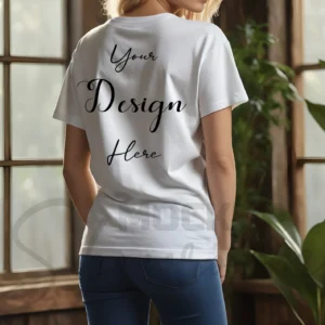 Women's White T-Shirt Mockup, Back View