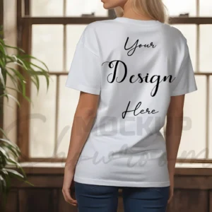 Women's White T-Shirt Mockup, Back View