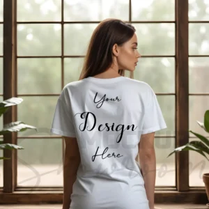 Women's White T-Shirt Mockup, Back View