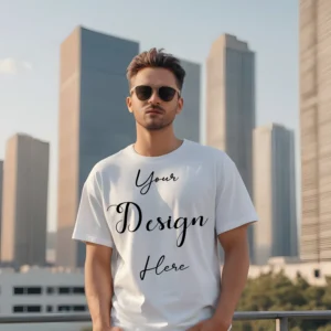 Mens White T-Shirt Mockup, Front View