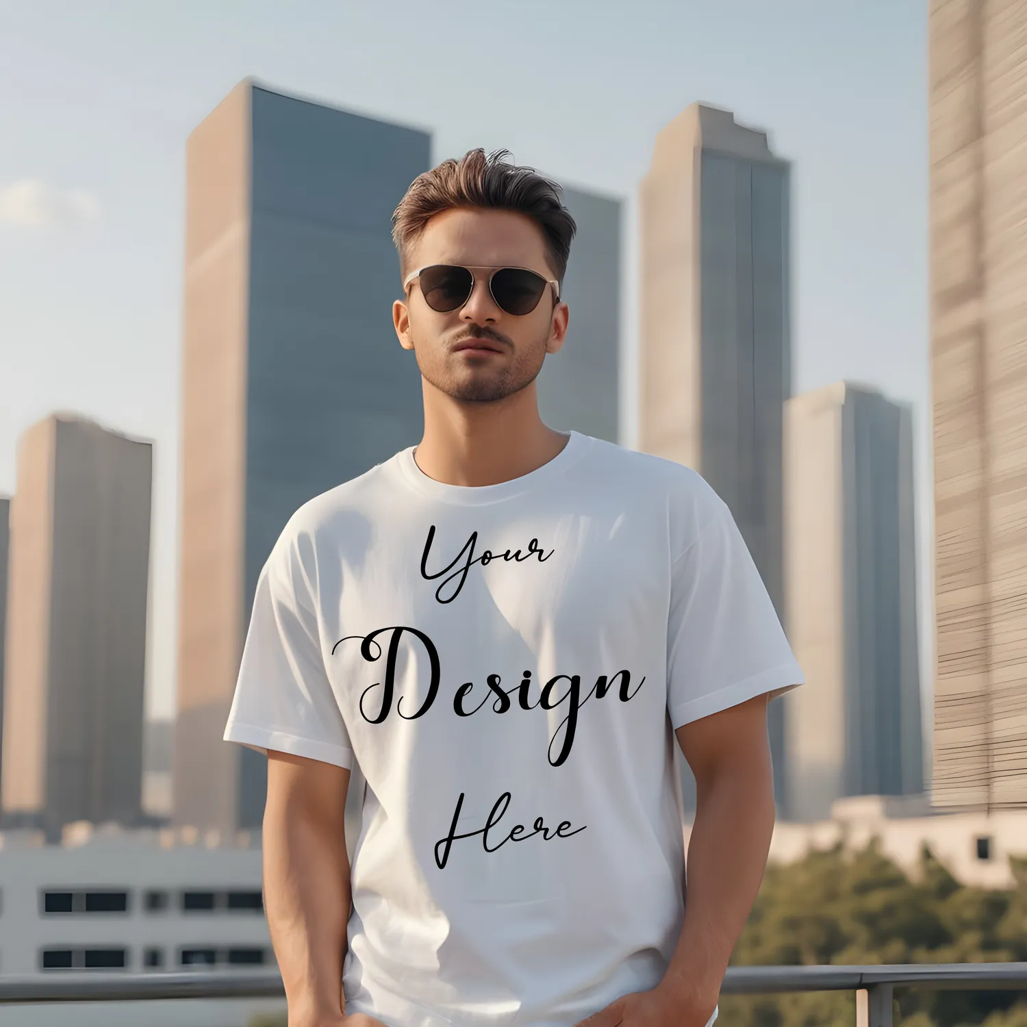 Mens White T-Shirt Mockup, Front View
