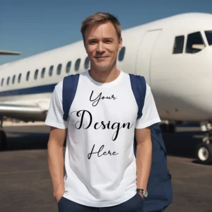 Mens White T-Shirt Mockup, Front View