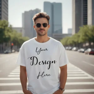 Mens White T-Shirt Mockup, Front View