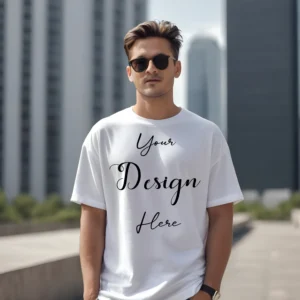 Mens White T-Shirt Mockup, Front View
