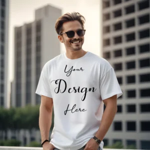 Mens White T-Shirt Mockup, Front View