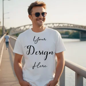 Mens White T-Shirt Mockup, Front View