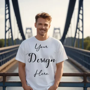 Mens White T-Shirt Mockup, Front View
