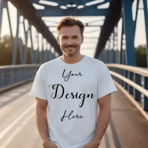 Mens White T-Shirt Mockup, Front View