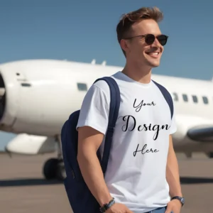 Mens White T-Shirt Mockup, Front View