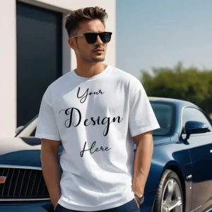 Mens White T-Shirt Mockup, Front View