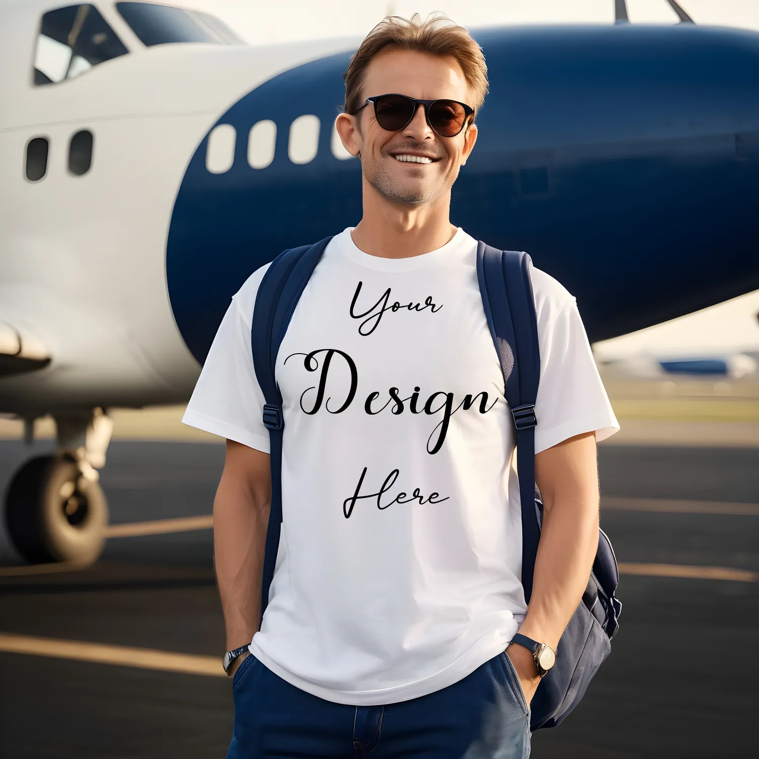 Mens White T-Shirt Mockup, Front View