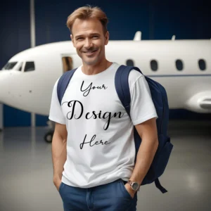 Mens White T-Shirt Mockup, Front View