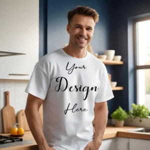 Mens White T-Shirt Mockup, Front View