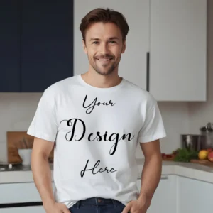 Mens White T-Shirt Mockup, Front View